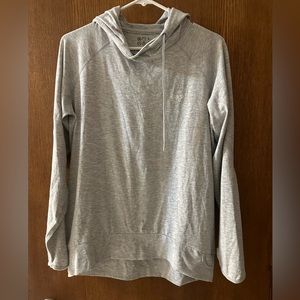 Orage Athletic Stretch Lightweight Hooded Running Pullover in Light Gray Size L